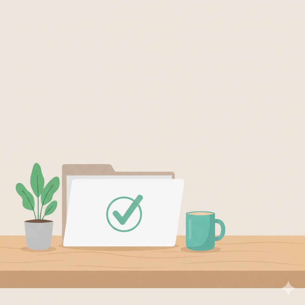 Ilustración cálida de documentos y sello de certificado